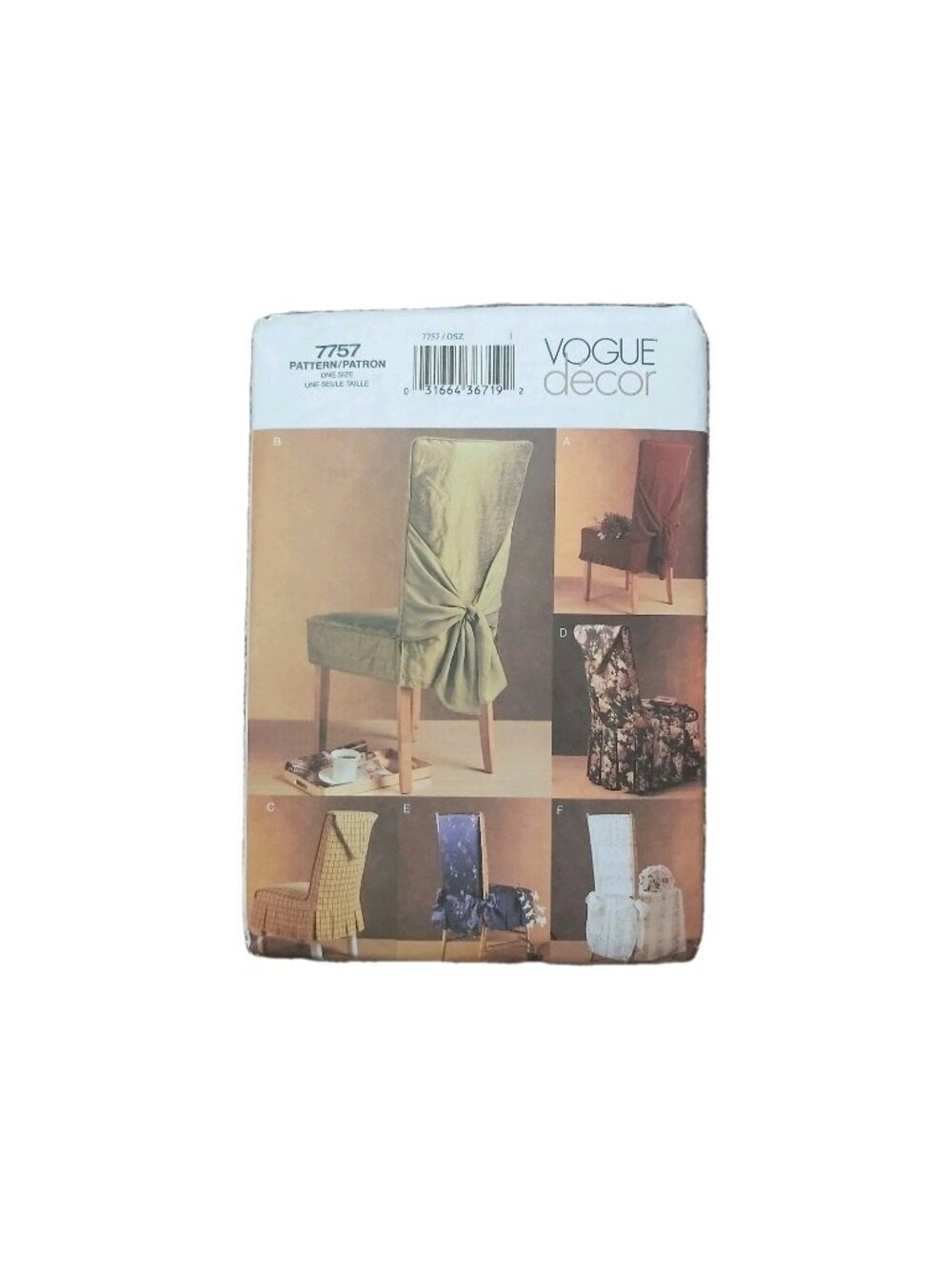 Vintage 2003 Vogue 7757 Chair Covers Sewing Pattern Uncut - Dining Chair Covers
